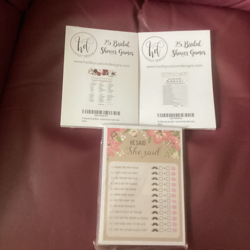 Nib Bridal Shower Game cards sealed